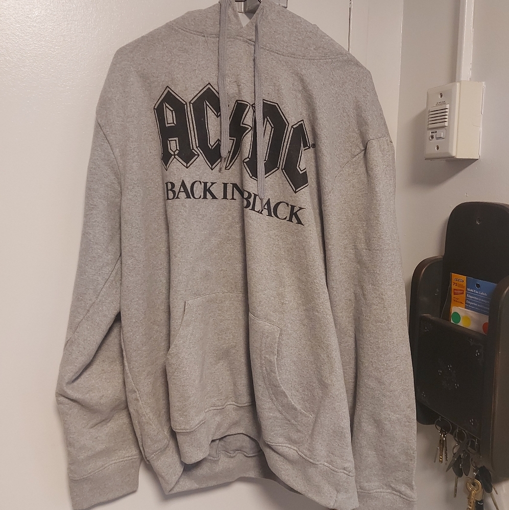 Ac/dc - Back in Black gray silver sweatshirt with hoodie  2021 size  M Medium